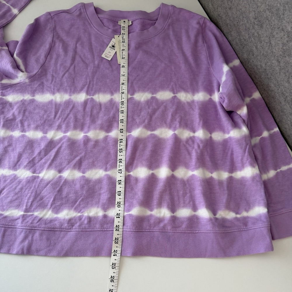Talbots Tie-Dye Women's Sweatshirt Plus 2X Purple White Summer Cozy Pastel NEW - Picture 10 of 12
